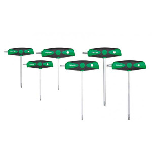 Набор штифтовых ключей с Т-образной рукояткой ComfortGrip TORX®, 6 предм., с боковой выходной частью, матовое хромирование